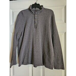 Michael Kors Pullover Sweater Mens XL Gray Mock Neck Knit Snap Button Cotton